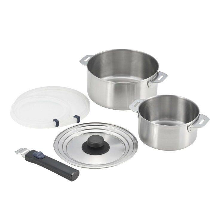 楽天市場】鍋2点セット 14cm 18cm 郷技 着脱式ハンドル付き 蓋付き  