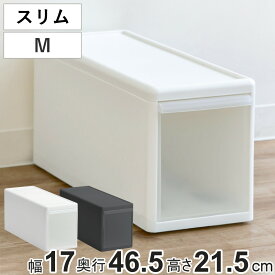 収納ケース スリム M プラスチック 引き出し 収納 幅17×奥行47×高さ22cm （ 収納ボックス 衣装 ケース ボックス 日本製 クローゼット収納 隙間収納 押入れ収納 クローゼット 押入れ BOX CD キッチン スタッキング 積み重ね ）