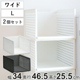 収納トレー ワイド L プラスチック 洗面台下 収納 日本製 同色2個セット （ トレー シンク下 幅34 奥行47 高さ26 収納ケース 卓上 キッチン クローゼット収納 洗面台 整理 積み重ね スタッキング トレイ タイプ 押入れ収納 ）