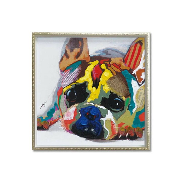 楽天市場】アートパネル オイルペイントアート 『カラフル ブルドッグ 