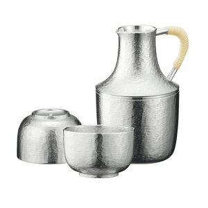 名入れ可能 大阪錫器 酒器セット 弥生 チロリ+ぐい呑み(2個) sy-ya 桐箱入り ラッピング・メッセージカード無料