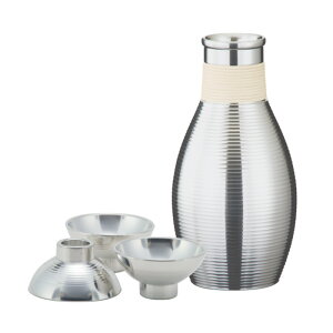 名入れ可能 大阪錫器 小酒器セット あずま形 チロリ(千呂利)+猪口(3個) ssy-az 桐箱入り ラッピング・メッセージカード無料