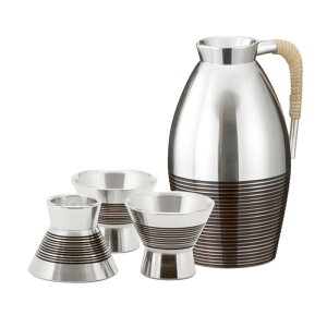 名入れ可能 大阪錫器 小酒器セット 茶線(足付猪口) チロリ(千呂利)+猪口(3個) ssy-cs-a 桐箱入り ラッピング・メッセージカード無料