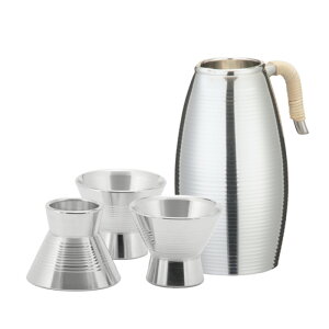 名入れ可能 大阪錫器 小酒器セット 芙蓉(足付猪口) チロリ(千呂利)+猪口(3個) ssy-fu-a 桐箱入り ラッピング・メッセージカード無料