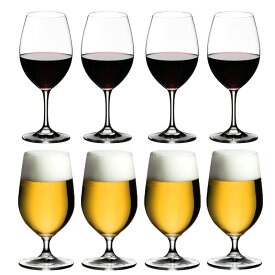 送料無料・包装無料 RIEDEL リーデル オヴァチュア（オバチュア） レッドワイン（6408/00)、ビアグラス（6408/11）各4本 合計 ＜8本セット＞ ビール ビアー overture