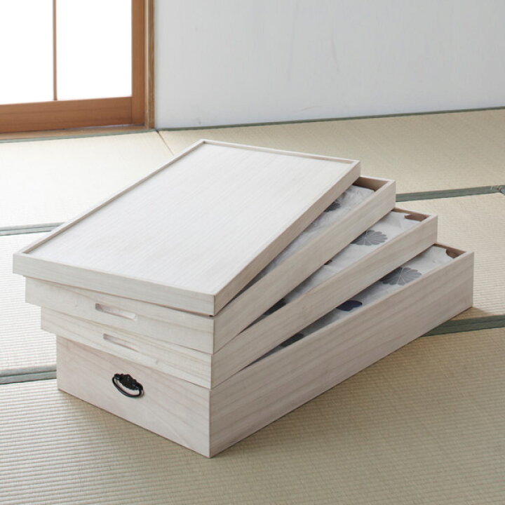 楽天市場】桐衣装ケース 桐箱3段 94101 浅型 三段 収納ケース 着物用 