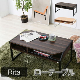 テーブル ローテーブル Rita 北欧風センターテーブル 北欧 テイスト 木製 スチール ホワイト ブラック RT-007