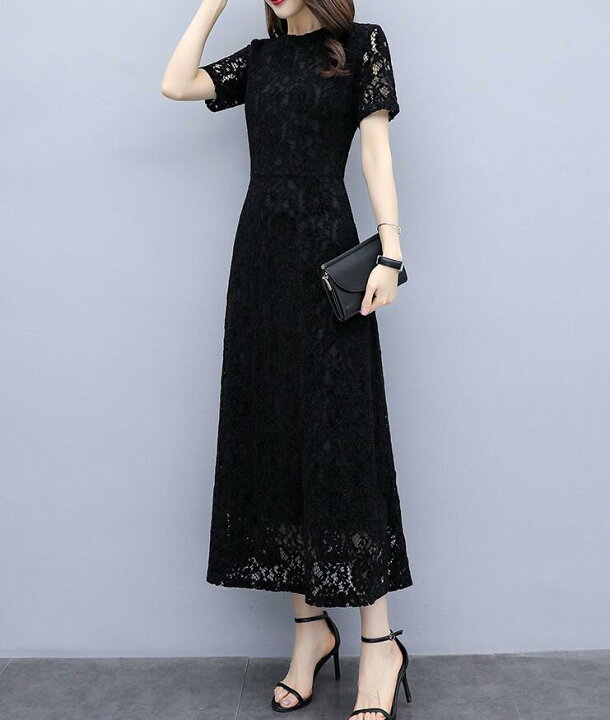 楽天市場】ワンピース ロングワンピース レース 半袖 上品 エレガンス 