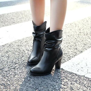 送料無料 ショートブーツ レディース くしゅくしゅブーツ スクエアトゥストレッチブーツ ミドルブーツ 太ヒール ハイヒール 美脚見せ 履きやすい 痛くない 柔らかい 疲れない アウトレッ