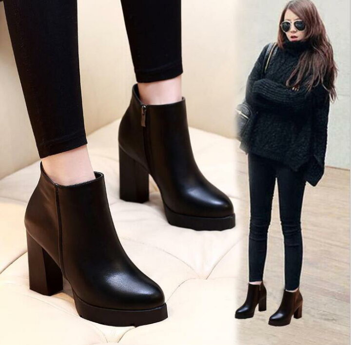 楽天市場 ショートブーツ レディース サイドゴアブーツ ヒール チャンキーヒール 疲れない ブーツ 厚底 靴 黒 ブーティハイヒール 厚底靴 靴 レディースシューズ おしゃれ 歩きやすい 太ヒール Livio