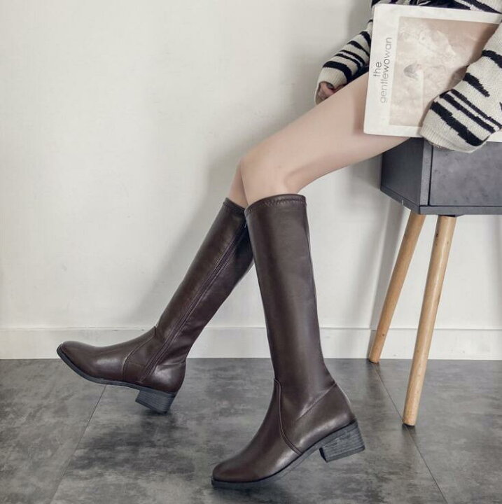 ロングブーツ レディース 合皮 スクエアトゥ ニーハイブーツ 歩きやすい レザーブーツ ロング丈 ブーツ ジョッキー ハイブーツ ローヒール ロングブーツ レディース 合皮 スクエアトゥ ニーハイブーツ 歩きやすい レザーブーツ ロング丈 ブーツ ジョッキー ハイブーツ ローヒール