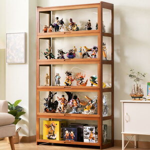 アクリル コレクションケース 上下スライド式扉 竹製 4層 5層 大型 ロータイプ フィギュアコレクション棚 ガラスケース 収納 完全密封 大容量 透明 フレーム 耐荷重抜群 透明展示ケース 組