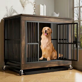 犬用ケージ 連接可能 大型犬 中型犬 白 黒 頑丈 トレー付き 犬ケージサークル 室内 犬小屋 木製 おしゃれ ペットケージ ウッディサークル インテリア ドッグケージ ホワイト ブラック