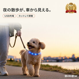 【ショップオブザイヤー2025受賞】光る首輪 犬 猫 LED USB充電 夜 散歩 カットして調整可 軽量 小型犬 中型犬 夜間 安全 事故防止 視認性 レインボー レッド イエロー グリーン ブルー ピンク オレンジ
