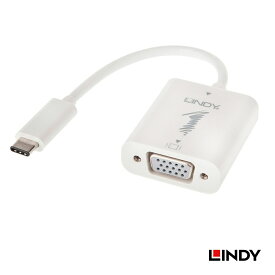 【在庫処分セール】LINDY 0.15m USB3.1 Type-C to VGA変換アダプタケーブル、Thunderbolt 3互換 リバーシブル端子 プラグアンドプレイ ドライバ不要 DisplayPort代替 モニター接続 1920x1200 最大解像度 1080p 高互換性 外部ディスプレイ拡張 コンパクト設計 外部映像変換