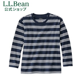 【公式】エルエルビーン サタデーTシャツ クルーネック 7分丈袖 ストライプTシャツ シャツ 丸首 ウィメンズ レディース アウトドア ブランド 綿100% ゆったり L.L.Bean LLBean l.l.bean llbean llビーン llbeen