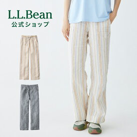 【公式】エルエルビーン プレミアム ウォッシャブル リネン プルオン パンツ ストライプ | リネンパンツ ワイドパンツ ストレート イージーパンツ レディース ウィメンズ アウトドア ブランド L.L.Bean LLBean llビーン llbeen ロングパンツ 涼しい 麻 ウエストゴム ズボン
