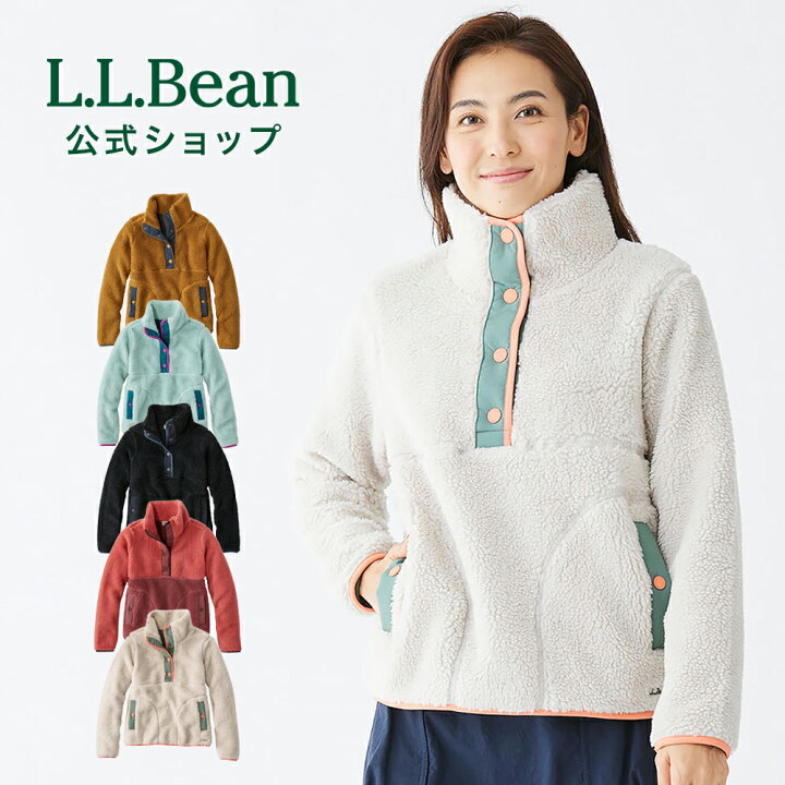 LLBean 女性M フード ボア フリース ジップアップ チェックフランネル