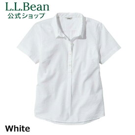 【SALE30%OFF】【公式】エルエルビーン バケーションランド シアサッカー シャツ ポップオーバー 半袖 ストライプ | 半袖シャツ ブラウス プルオーバー ウィメンズ レディース アウトドア ブランド L.L.Bean LLBean llビーン llbeen ビジネス 綿100％