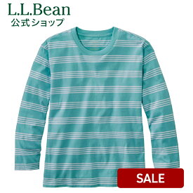 【SALE10%OFF】【公式】エルエルビーン サタデーTシャツ クルーネック 7分丈袖 ストライプTシャツ シャツ 丸首 ウィメンズ レディース アウトドア ブランド 綿100% ゆったり セール L.L.Bean LLBean セール L.L.Bean llbean llビーン