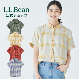 【スーパーSALE15％OFF】【公式】 エルエルビーン フェザーソフト ツイル シャツ 半袖 半袖シャツ ブラウス チェックシャツ トップス レディース ウィメンズ アウトドア ブランド チェック ギンガムチェック 柄 ゆったり 春夏 L.L.Bean LLBean llビーン llbeen