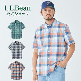 【スーパーSALE15％OFF】【公式】エルエルビーン コンフォート ストレッチ シャンブレー シャツ スライトリー フィット 半袖 プラッド 半袖シャツ チェックシャツ トップス カジュアルシャツ メンズ アウトドア ブランド 透湿 速乾 L.L.Bean LLBean llビーン llbeen