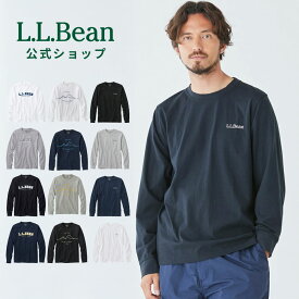 【公式】 エルエルビーン ケアフリー アンシュリンカブル ティ｜シャツ Tシャツ カットソー ロンT メンズ アウトドア ブランド 長袖 クルーネック 丸首 ロゴ バックプリント 防縮 防シワ L.L.Bean LLBean llビーン llbeen ティーシャツ
