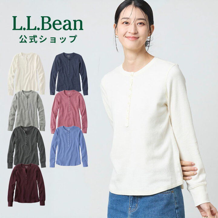 公式 エルエルビーン ワッフル ニット ヘンリー Tシャツ カットソー ロンT 長袖シャツ トップス ウィメンズ レディース アウトドア ブランド ヘンリーネック ワッフル生地 L L Bean LLBean llビーン llbeen ヘンリーネックTシャツ L L Bean公式
