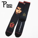 Perri's Socks ペリーズソックス MICHAEL JACKSON Portrait Socks マイケルジャクソン 靴下 メンズ ブランド おしゃれ ソックス 派手 くつ下 ロゴ ワンポイント ロングソックス ハイソックス 厚手 長い 長め バンド 柄 総柄 ブラック 黒 2025 秋 秋冬 冬