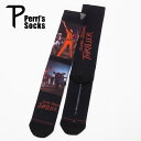 Perri's Socks ペリーズソックス MICHAEL JACKSON'S THRILLER socks マイケルジャクソン スリラー 靴下 メンズ ブランド おしゃれ ソックス 派手 くつ下 ロゴ ワンポイント ロングソックス ハイソックス 厚手 長い 長め バンド 柄 総柄 ブラック 黒 2025 秋 秋冬 冬