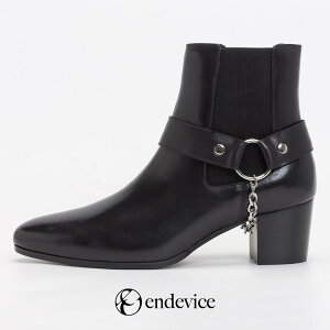 リングブーツ メンズ サイドジップ ショート リングベルト ショートブーツ 本革 ヒール 6cm 大人 ブーツ サイドゴア 黒 革靴 カジュアル 身長アップ カジュアルシューズ ヒールブーツ おしゃ