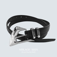 MIKAGE SHIN ミカゲシン Pleats Belt ベルト レディース メンズ 本革 革 カジュアル 細め 垂らす レザー …