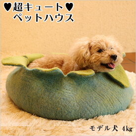 フラワー型 フェルト製 ペットハウス 犬 猫 ペット用 ベッド ハンドメイド ウール100％ フェアトレード【necocoon】ネコクーン
