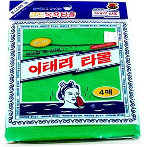 [] ؍poXEHbVNX Korean Exfoliating Bath Washcloth 4pcs (Green) ؍ C^A ^I