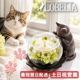 【翌日配達OK】 プリザーブドフラワー 花 ギフト ねこ 猫グッズ ペット プレゼント 女性 猫好き 置物 リビング 花 還暦祝い ブリザードフラワ- 誕生日 長寿 お祝い 古希 喜寿 米寿 傘寿 卒寿 60代 70代 退職祝い 和 ひまわり お供え 長持ち ケース入り 猫が好き