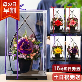 【500円割引クーポン】 累計2万超 着物のようなアレンジ 和風 プリザーブドフラワー 花鳥風月 ケースセット 花 母の日 早割 誕生日プレゼント 女性 母 祖母 義母 祝い 父 還暦祝い 緑寿 古希 喜寿 卒寿 米寿 傘寿 お祝い 紫 結婚記念日 両親 ははの日 ブリザードフラワー