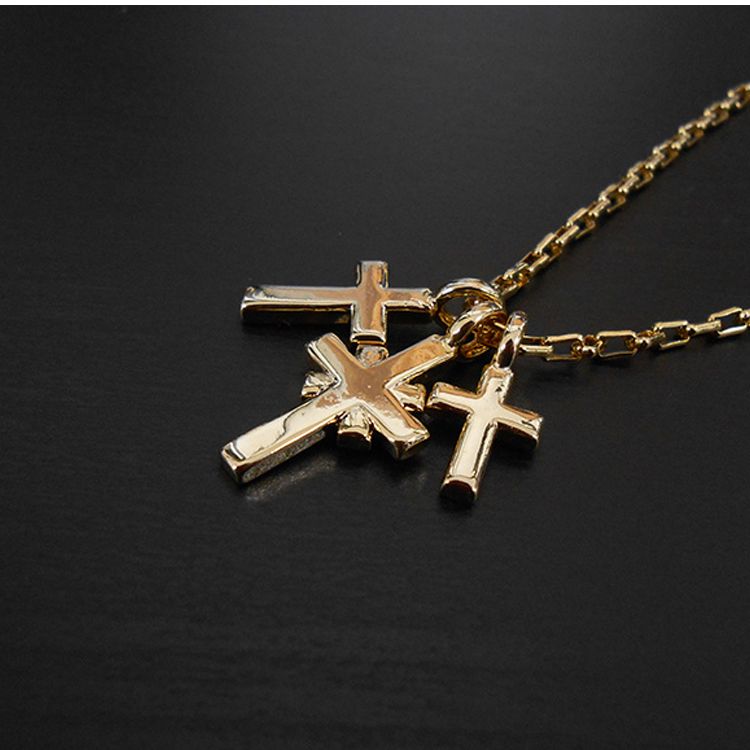 楽天市場】【あす楽】 クロス ネックレス 3連 ゴールド ネック 十字架 