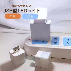 USB型 LED ライト ランプ 光 白色 暖色 USB 電源 小型 寝室 夜間 キャンプ 車 かわいい おしゃれ コンパクト