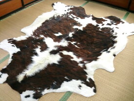 特大カウラグ 綺麗 希少 三毛 トリコロール 約216×188cm 牛皮 ソファーの近くにアニマル ラグマット 厚手 北欧 夏 カーペット 絨毯 4