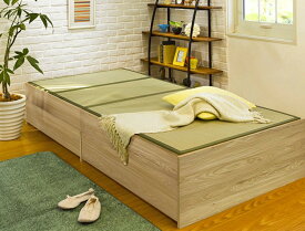 畳ベッド シングル ヘッドレス 収納 収納付き 引き出し ベッド下収納 大容量 小上り 木製 い草 マットレス付き モダンテイスト