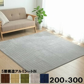 ラグ 洗える ラグマット 200×300 約 4畳 春 夏 滑り止め付 西海岸 ラグカーペット カーペット ホットカーペット対応 長方形 北欧 春夏用 洗えるラグ 保温 アルミシート 蓄熱 断熱 キルト キルティング グレー ネイビー グリーン ベージュ ブラウン