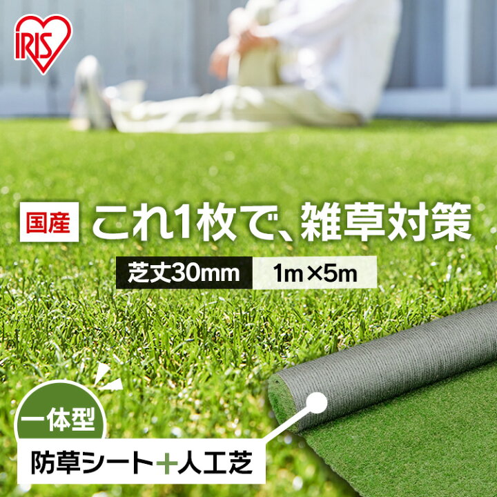 楽天市場】人工芝 ロール アイリスオーヤマ 1m×5m 5平米 芝丈30mm RP 