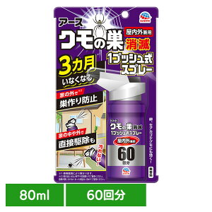 虫ケア用品 駆除・予防 蜘蛛の巣 アース クモの巣消滅 1プッシュ式スプレー 60回分 80ml あーす 消滅 クモ くも くもの巣 ワンプッシュ スプレー アース製薬