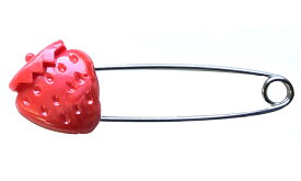 かわいいピン 日本製安全ピン フルーツ いちご （オパール）3本入 名札 入園 ゼッケン カーテン レトロ　安全ピン