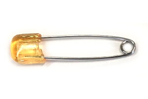 Cピン クリスタル 安全ピン シトリン (10本入り) 日本製 プチプラ 入学 入園ゼッケン 名札 手芸 裁縫 洋裁 エプロン 子供用 高齢者用 コスプレ ロックピン アウトレット品 ポイント消化