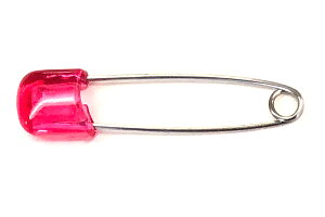 Cピン 安全ピン クリスタル ルビー (10本入り) 日本製 プチプラ 入学 入園 コスプレ ゼッケン 名札 手芸 裁縫 洋裁 エプロン 子供用 高齢者用 ロックピン アウトレット品 ポイント消化