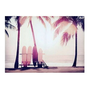 �y�L�����o�X�A�[�g�z �A�[�g�p�l���@�n���C�A���G�݁@Carino Canvas Art Surfboard and palm tree�@700x500mm