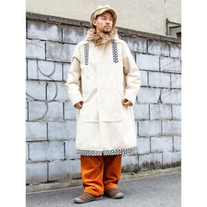 【チャイハネ】イヌーイ フェイクスエードMEN'Sフード付きコート ベージュ