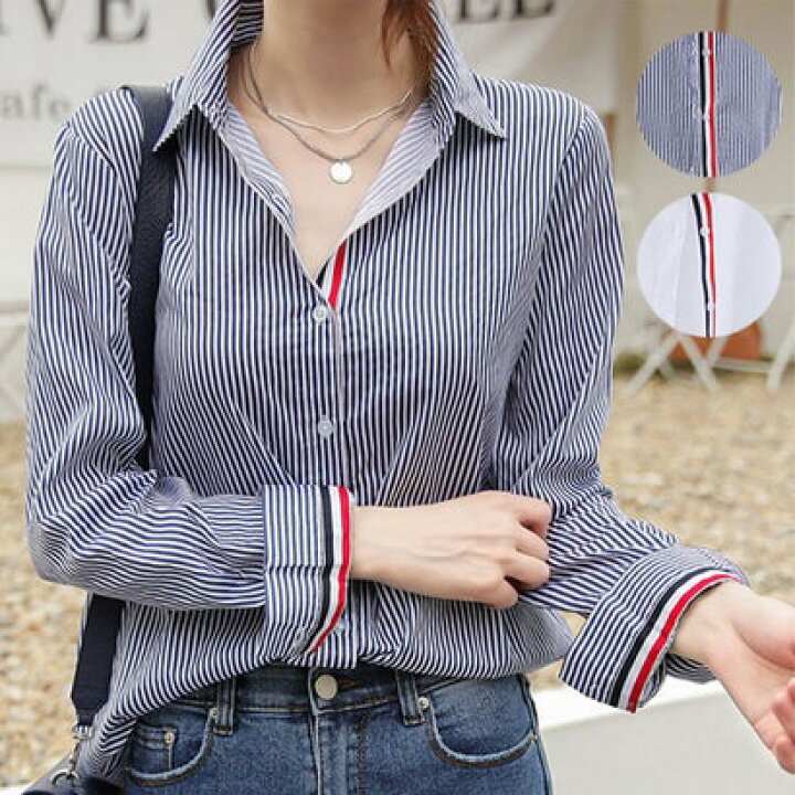 楽天市場 ビビッドレディ Vividlady ストライプ シャツ レディース ストライプ柄 ブラウス ブラウス オフィス ブラウス シャツ レディース オフィス ブラウス ネイビーストライプ Locomall ロコンド公式ストア