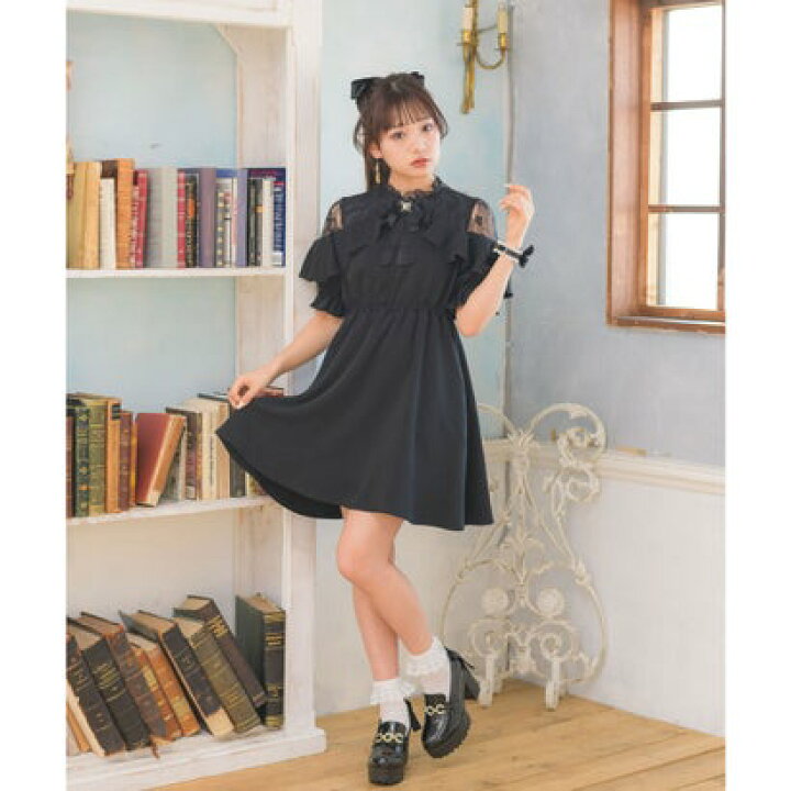 楽天市場 ロジータ Rojita 肩レースブローチ付き半袖ワンピース ブラック Locomall ロコンド公式ストア